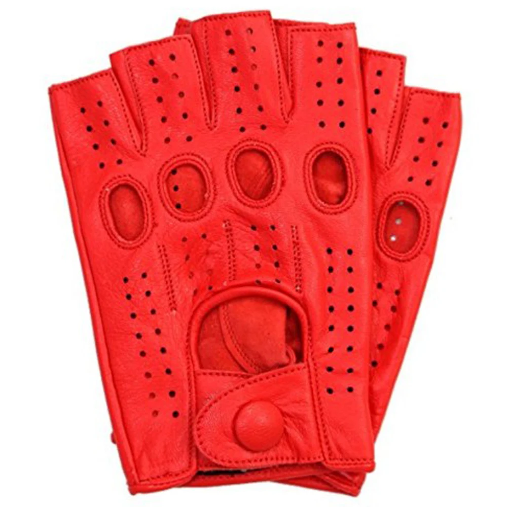 Перчатки мужские из натуральной оленьей кожи митенки без пальцев для вождения