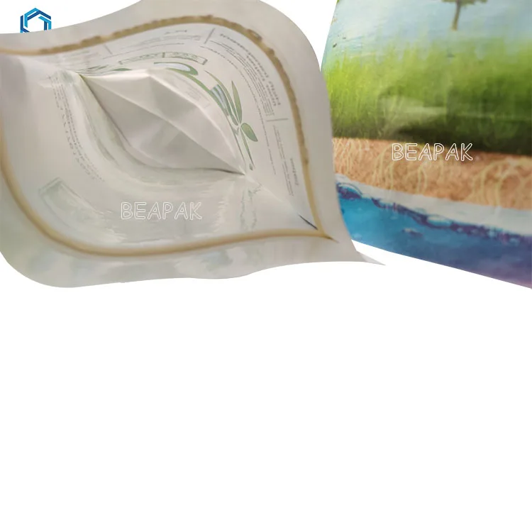 
Biodegradable kraft paper/mylar transparent heat seal resealable stand up pouches 