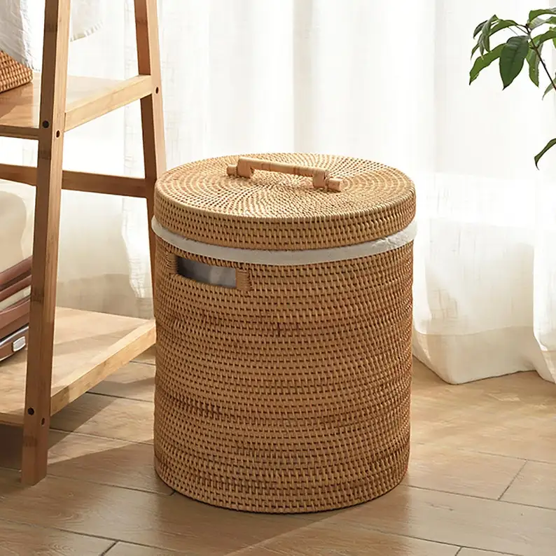 Large wicker laundry hamper with lid laundry basket kitchen storage food storage Christmas gifts