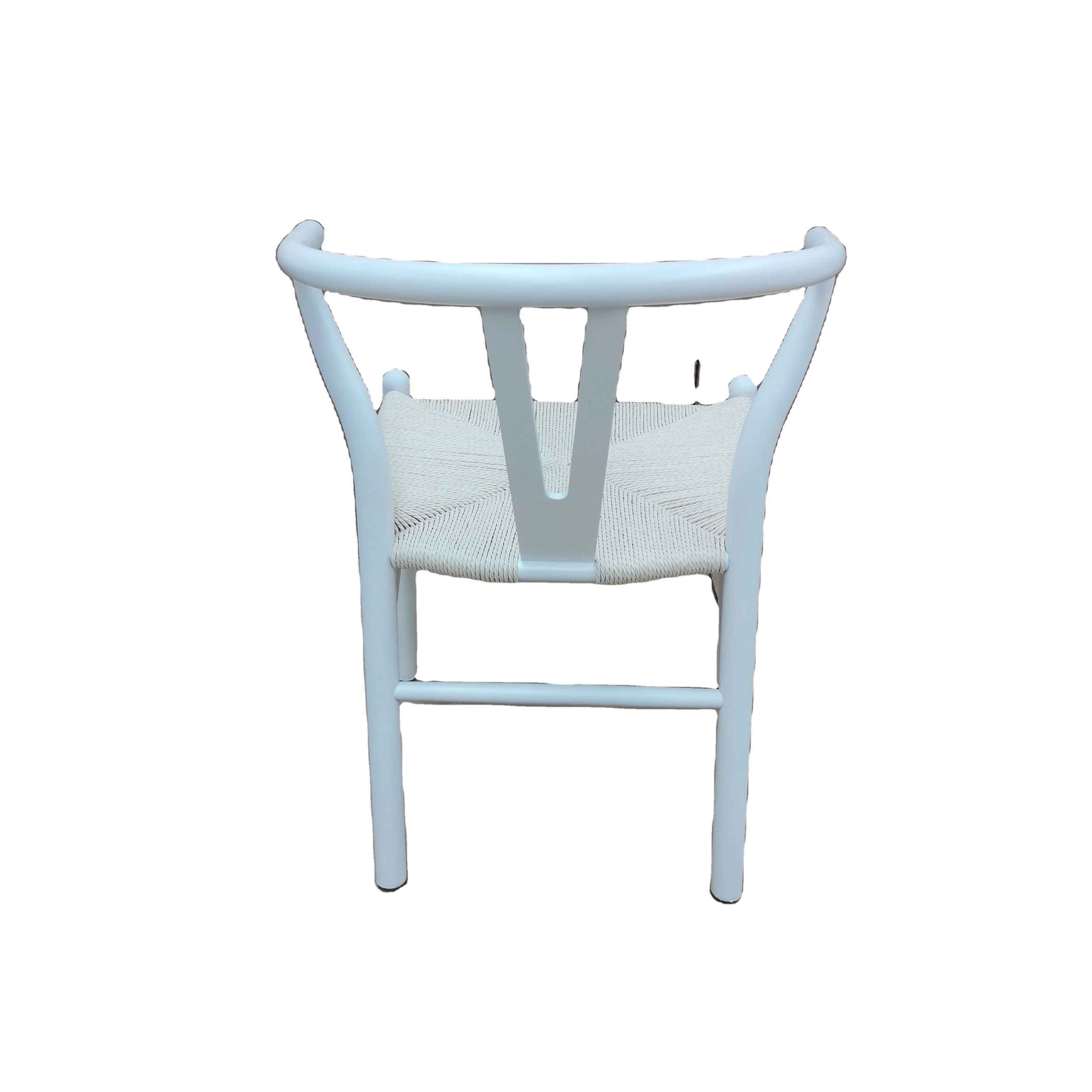 Solid Wood Nordic Style Design Han Wegner White Color Wishbone Y Chair with weaved paper rope