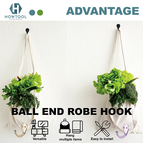 Wall Mounted Ball End Robe Coat& Hat Hook