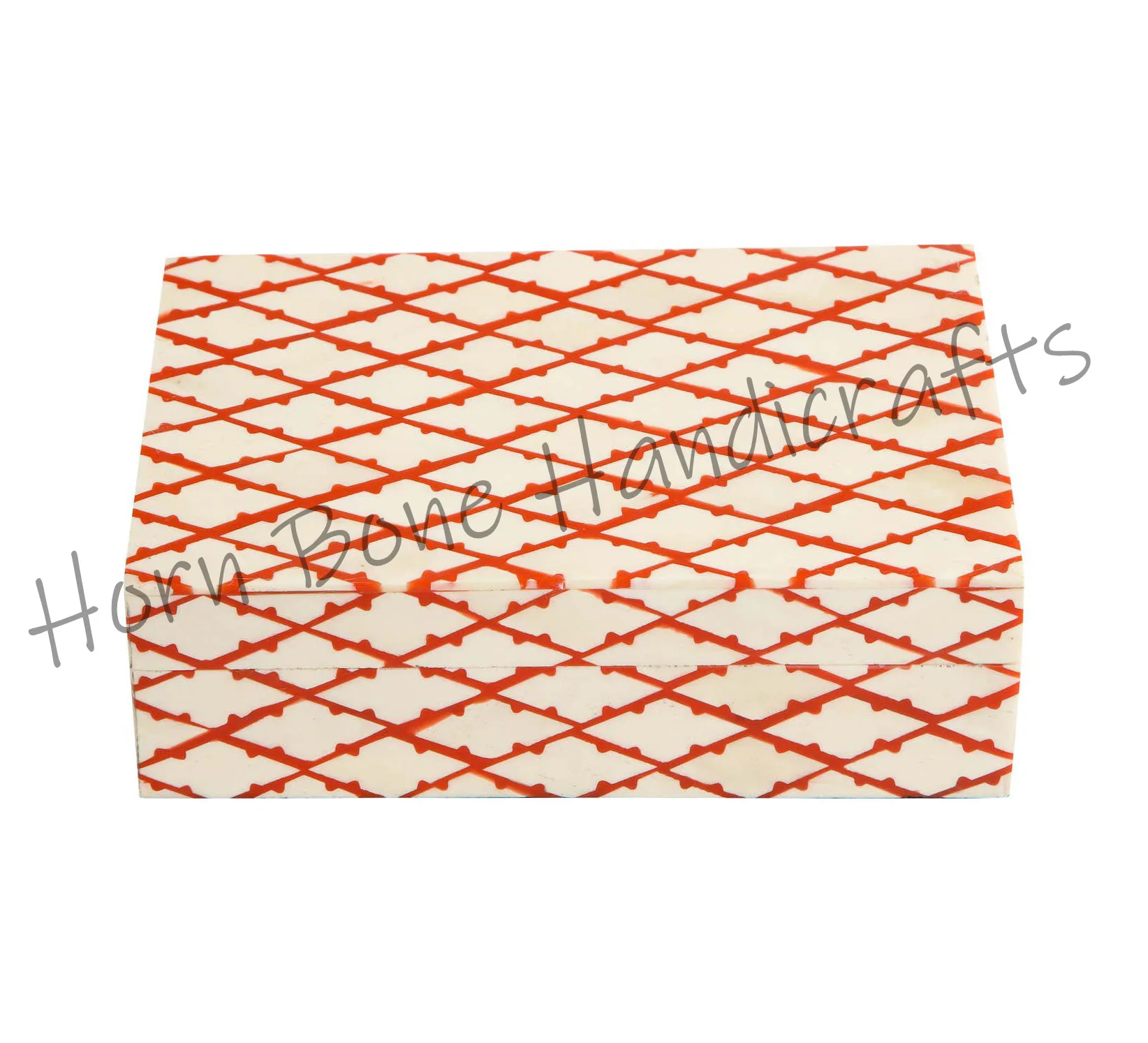 Wholesale Rectangular Bone Inlay Decorative Box in Tomato Red Color Bone Inlay Storage Box Tableware Decor Handicrafts in India