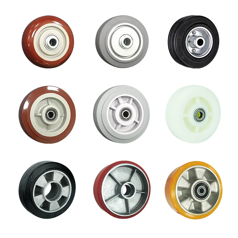 WBD Durable customized rueda de 2 3 4 6 8 10 inch plastic/ TPR/ PU/PVC/ Rubber cart wheels