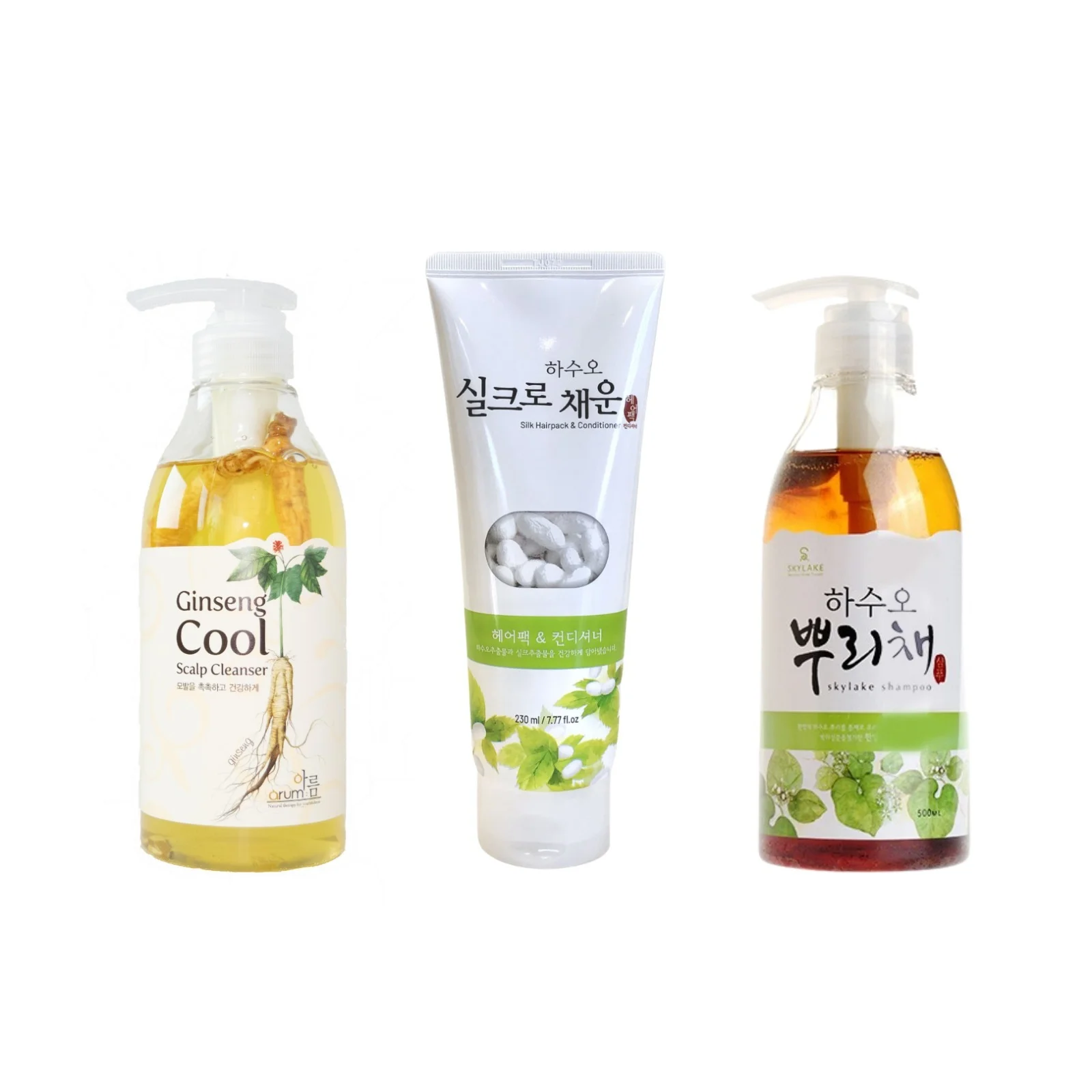 OEM Natural Herbs Extract Gin-seng set Moisturizing Anti Hair loss Skin Cleansing Body Hair Shampoo Set From South Korea