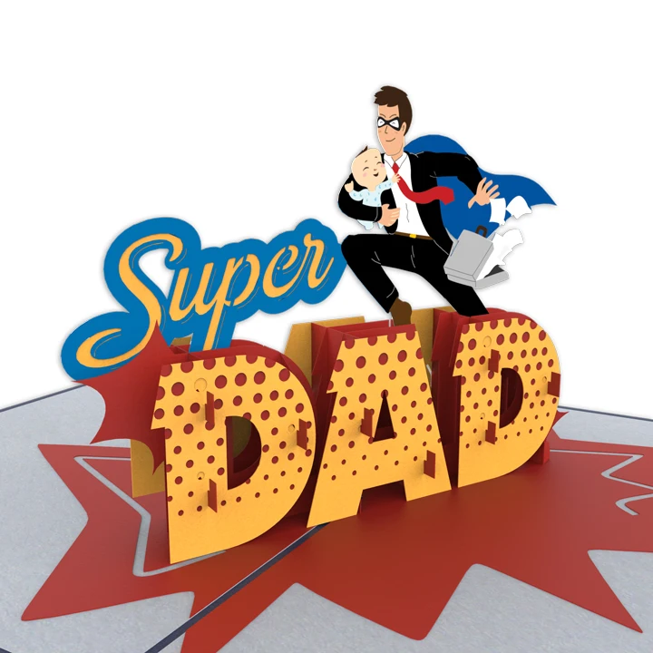 Поздравительная 3D открытка с надписью Super Dad ручной работы на День отца, оптовая продажа, Вьетнам