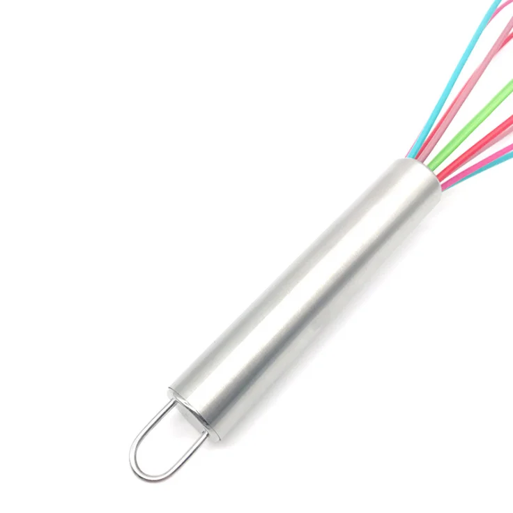 Factory Direct Hot Sale High Quality 8 Inch Colorful Silicone Egg Whisk With Stainless Steel Handle