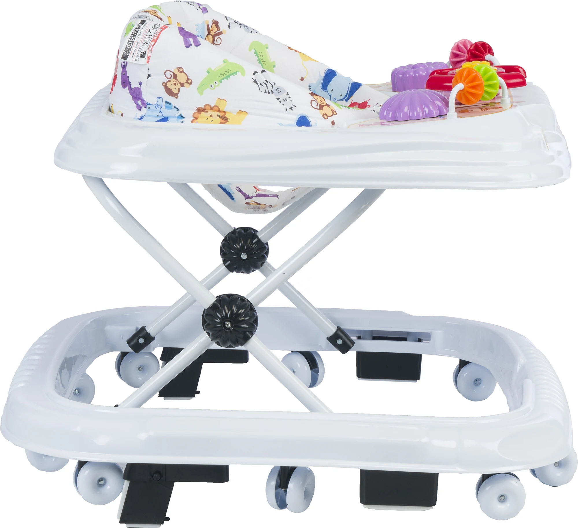 2024 New Trend Baby Walker with Horn Steering 3-Level Height Stopper 5 Funny Toys & Toddler Carrier Plastic Iron Frame Learning