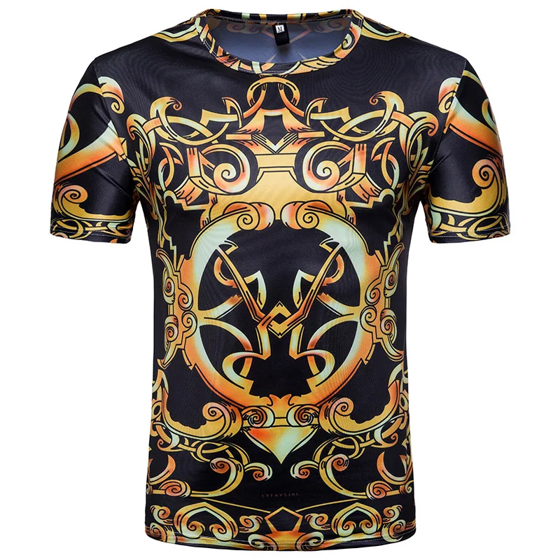 Round Neck Short Sleeve black color with beautiful golden sublimated design on it Unisex T-Shirt