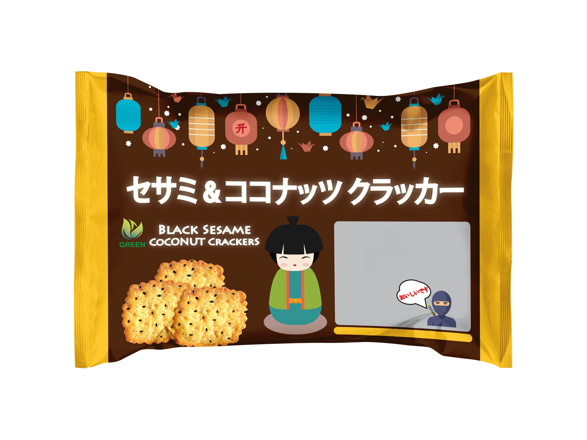 Japan design Black Sesame Coconut Biscuit Cracker with Vietnam Factory Price 300g box