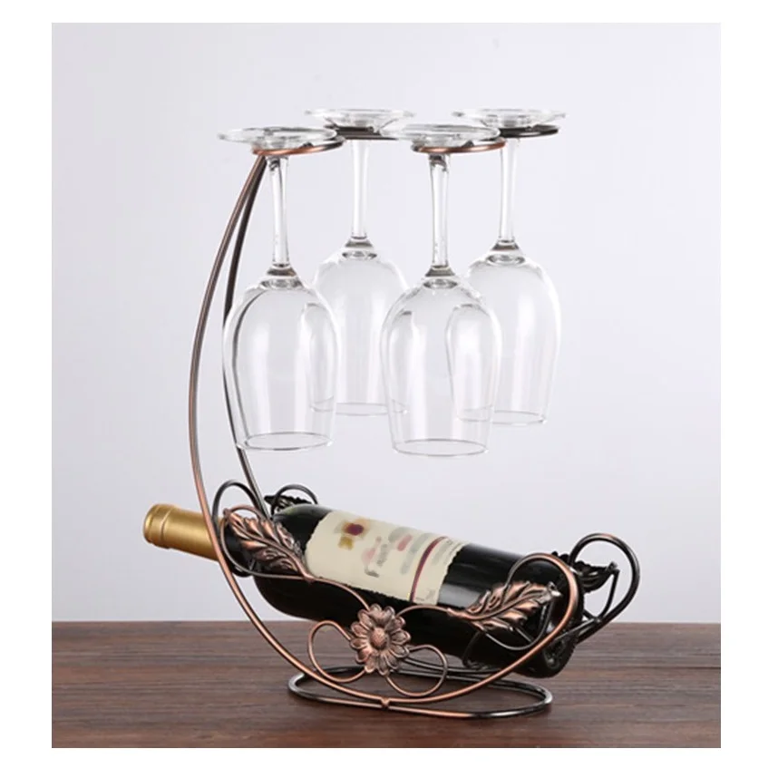 Metal Iron Wall Wine Rack and Holder Standing Wine Bottle & Glass Holder Wall Mounted Wine Rack