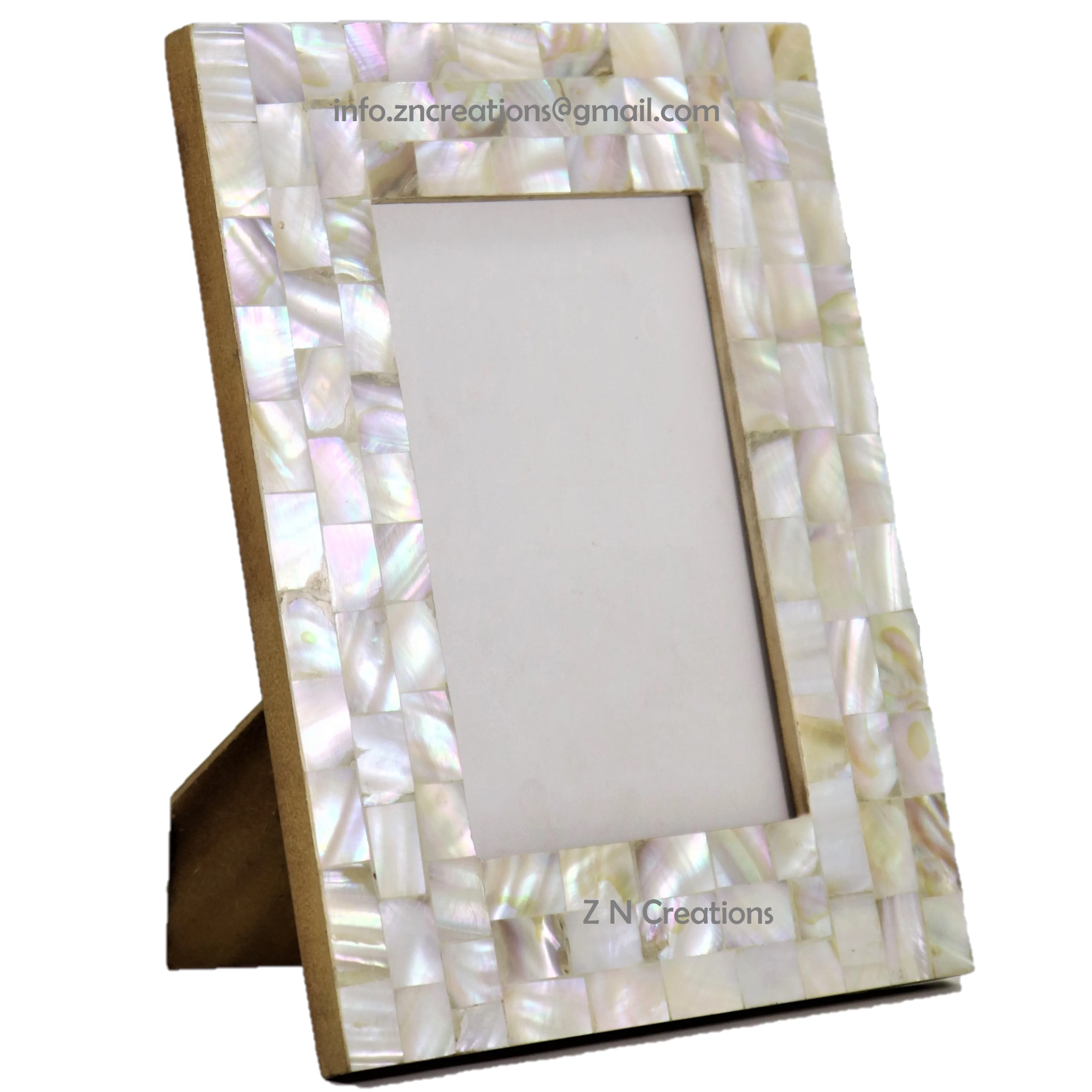 Handmade Mother of Pearl Photo Frame MOP Photo Frames with MFD Wood board support High Quality Handcrafted Canvas Picture Frame