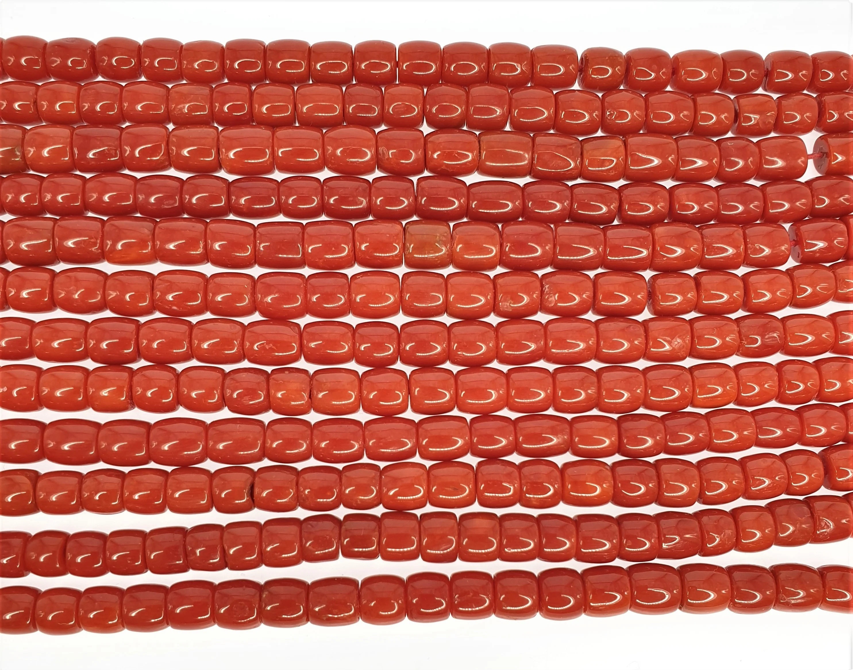 RED CORAL DRUM BEADS 8 MM STRANDS