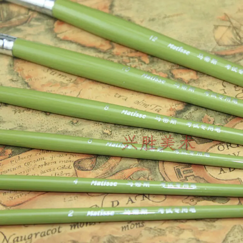 Matisse 6/set good quality fan type bristles hair professional artist oil acrylic gouache paint brush for painting set