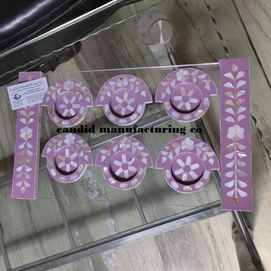 Luxury Acrylic Mother of Pearl Tray with Wood Half Platter Coasters/Plates for Food Occasions