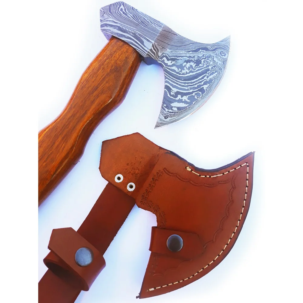 Топор Ручной работы из дамасской стали в стиле викингов, топор для кемпинга, высококачественный Тактический топор с кожаным чехлом AX-28