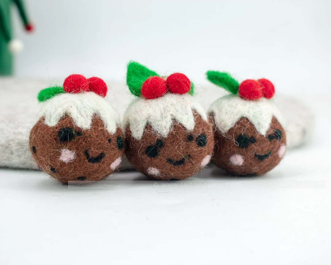 Christmas Pudding 2 Hot Selling New Design-2019 Wool Felted Purely Hand-felted Product by Nepalese Artisan Eco-friendly NZ Wool