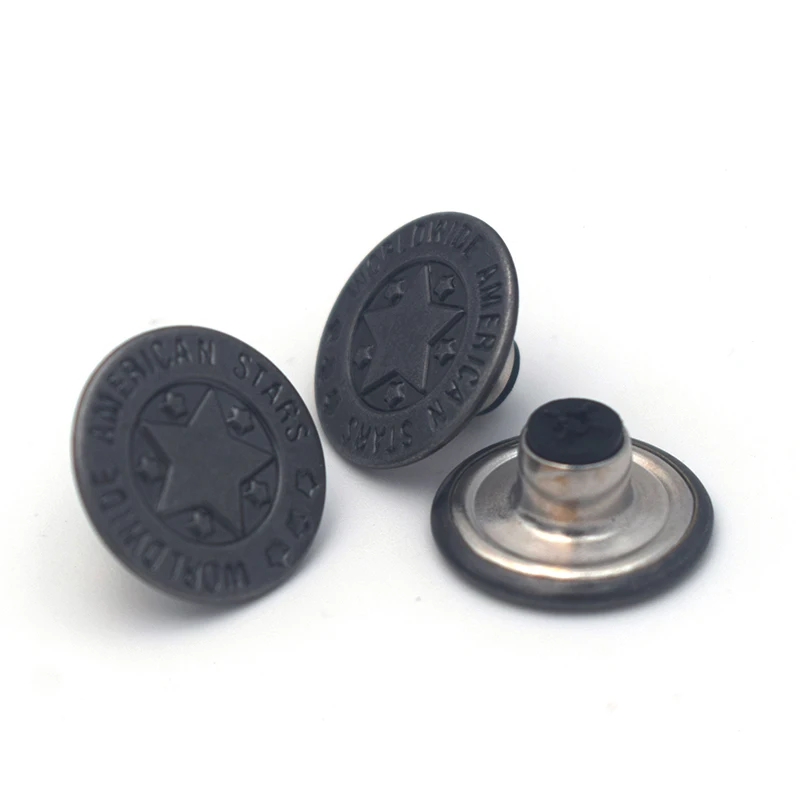 Prym Sewing Accessories Antique Silver 17 mm No-sew Jeans Buttons, pack of 8 pieces