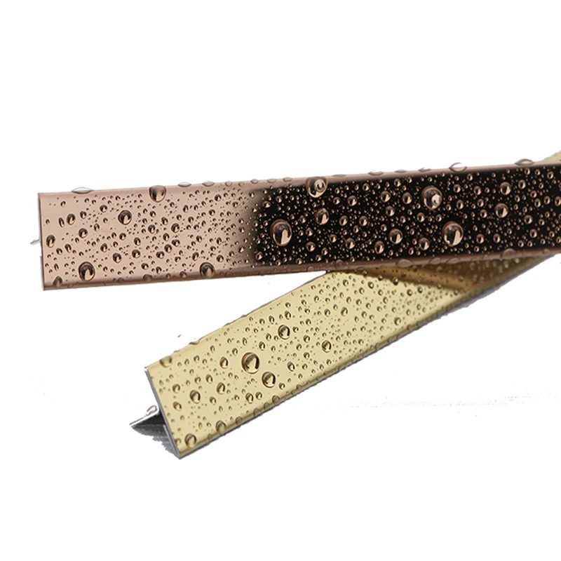Brass Metal Strip 12.5mm 15mm  25mm OEM Logo Customized brushed  Marble Edge Trim  T Shape Stainless Steel Tile Trim