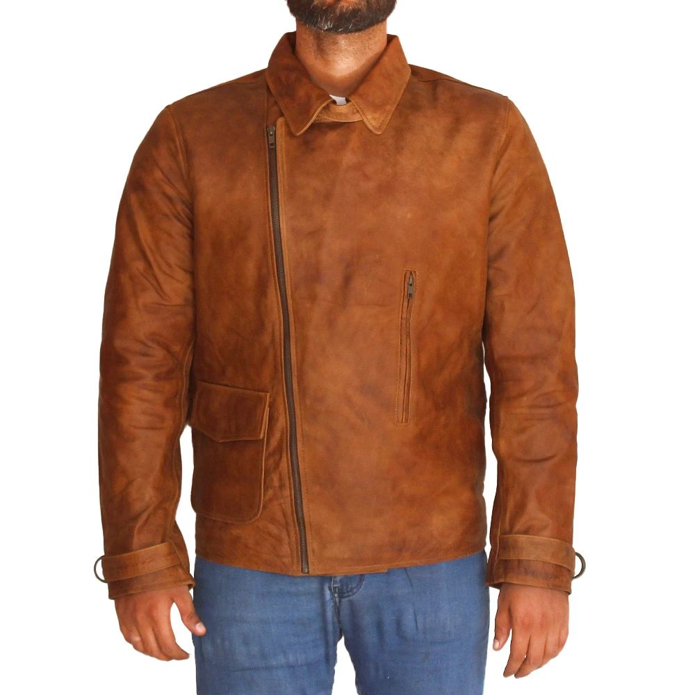 Wholesale Fashion Faux Leather Motorcycle Short Stand Collar Zip Jacket / Mens Fully Heavy Winter Goat Leather Jackets