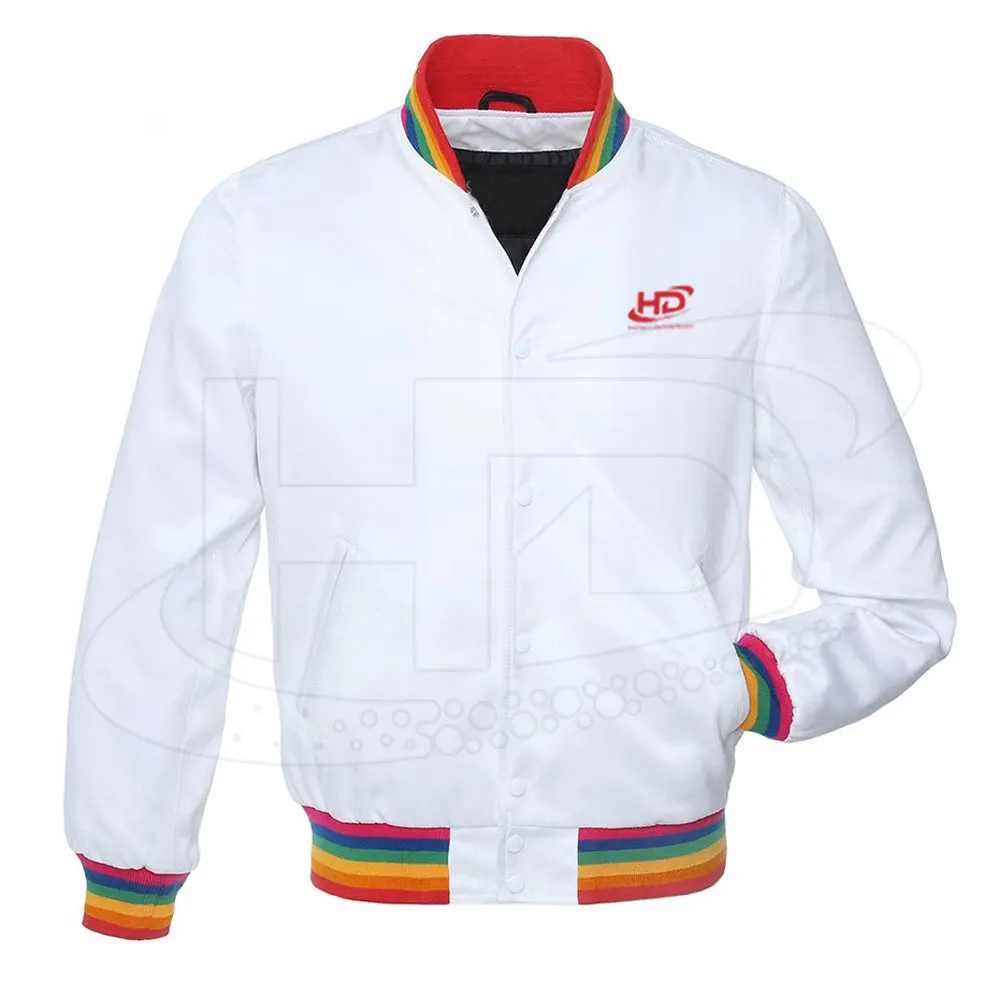 Custom embroidered  Baseball Satin Jacket 100 % Polyester Custom Satin baseball bomber varsity jackets / College Letterman