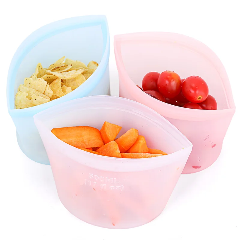 
BPA free silicone ziplock bag silicone food container silicone food storage container 