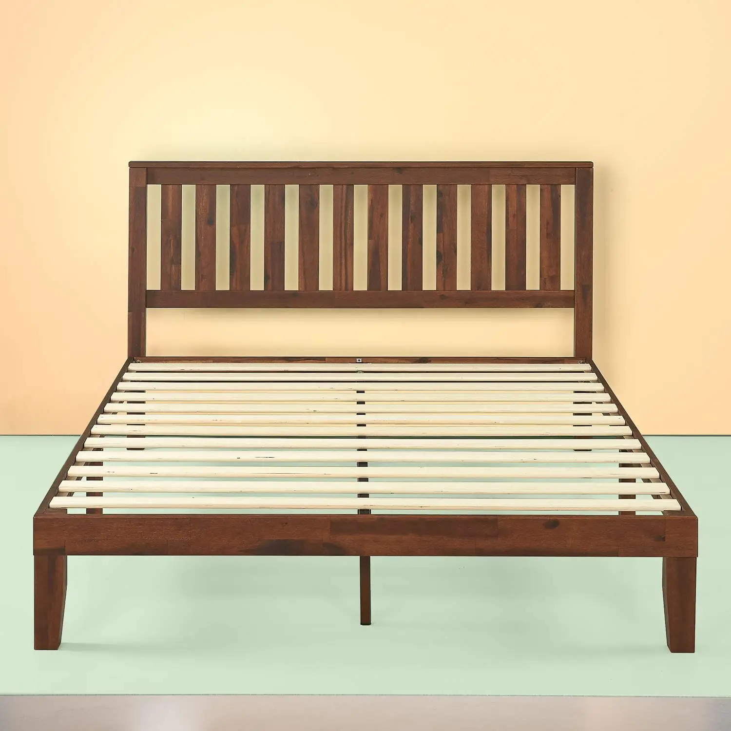 12 Inch Wood Platform Bed with Headboard Home Furniture Bedroom Furniture WOOD, Metal Color High Modern Natural 20 PCS Unique