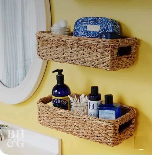 Самый продаваемый набор корзин для хранения и органайзера ванной из натурального ротанга всех форм размеров цветов