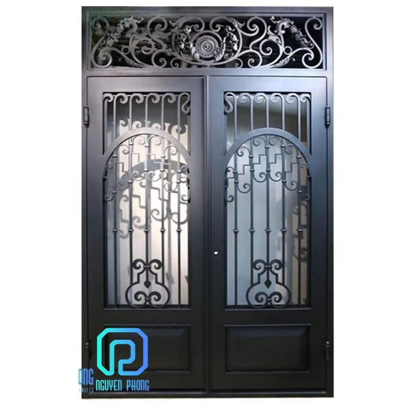  Последний дизайн двойной входной двери для наружной стальной кованая железная дверь входная безопасности