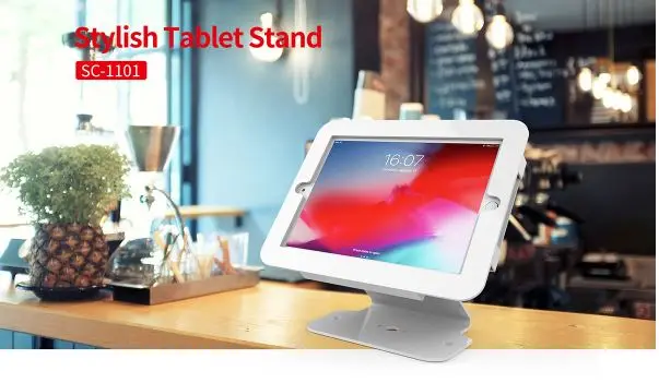 Stylish Countertops Desktop Tablet Stands Tablet Enclosure Supports Landscape or Portrait Mounting 360 Degree Rotating Base