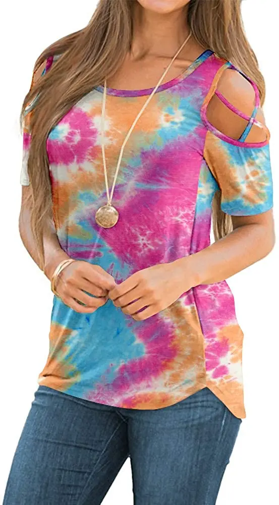  Оптовая продажа летние модные женские футболки с круглым вырезом и принтом