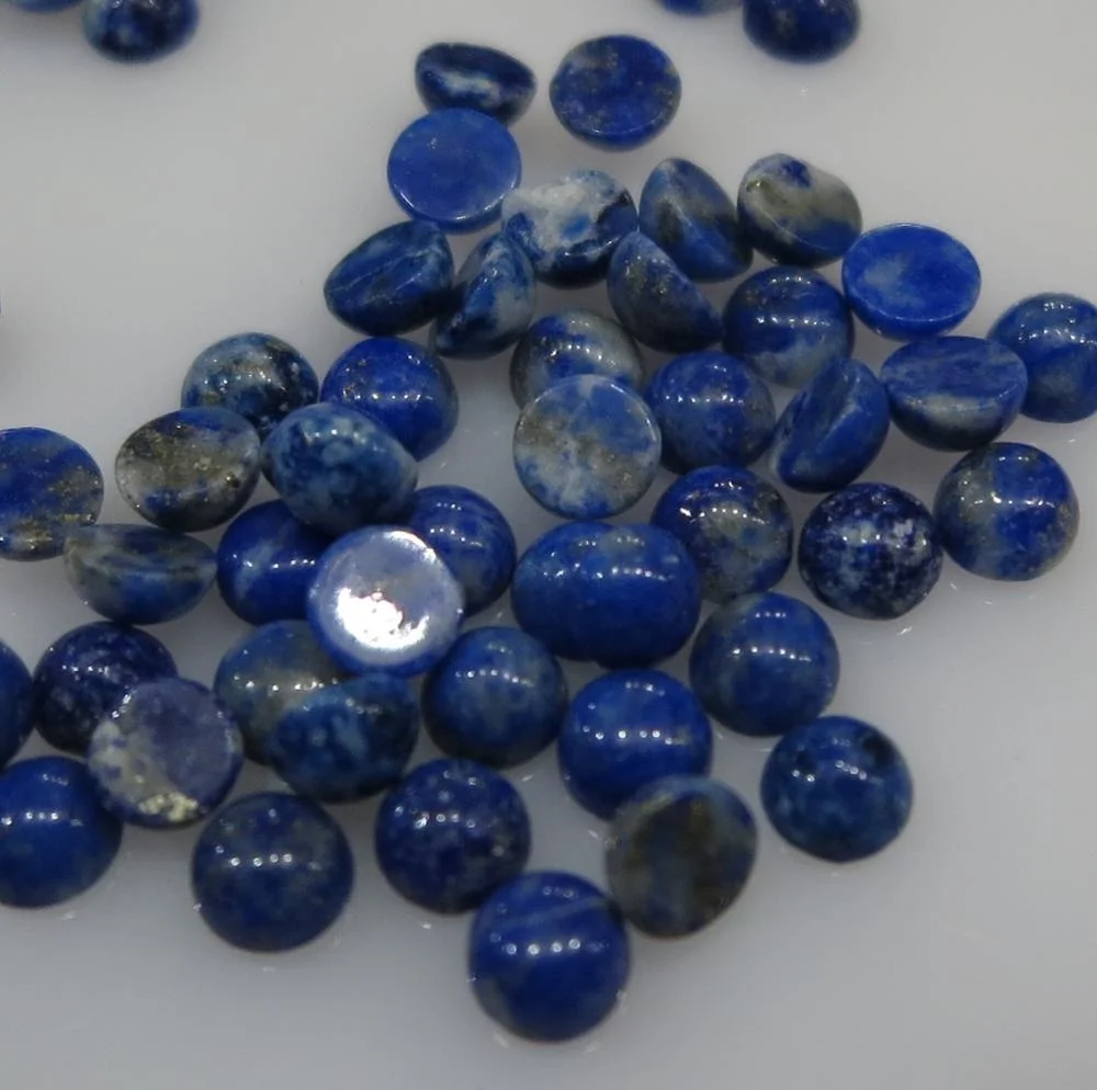 4mm Natural Loose Lapis Lazuli Cabochon Round Non-treated for Setting Dark Blue