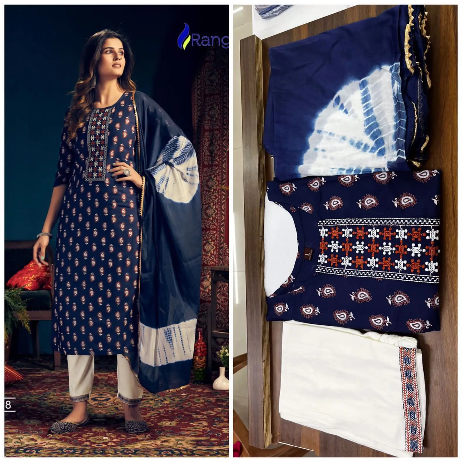 Gorgeous contemporary designs Kurta Pant ,Dupatta Set For Ladies Rayon Print with tie patti work 4 Side lace Dupata Royal Export