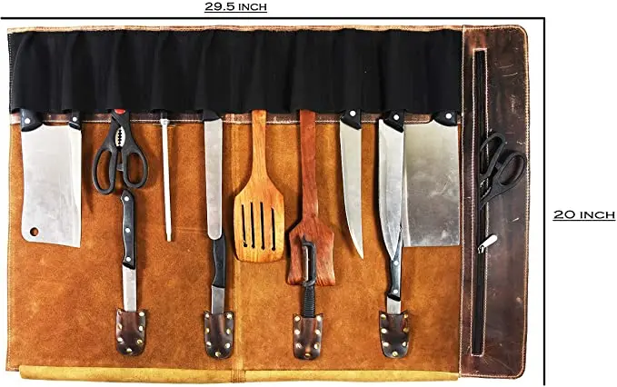 Сумка для хранения кожаных ножей, эластичная и расширяемая, 10 карманов