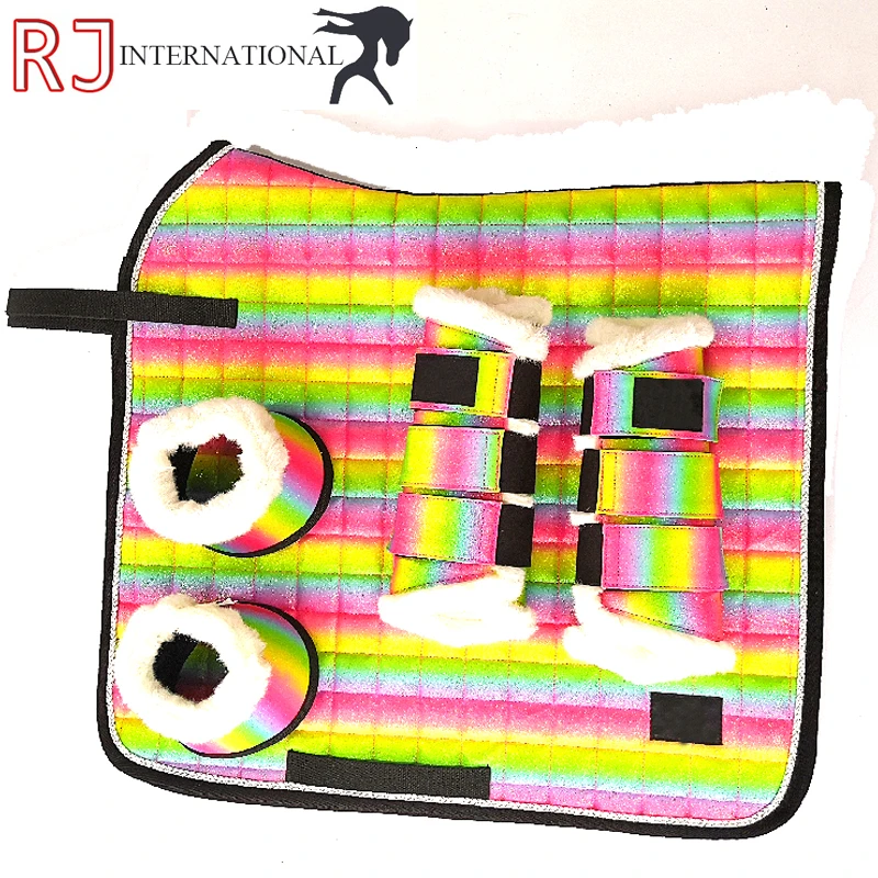 2021 Horse Riding Saddle Pads Custom Satin Fabric English Dressage Saddle Pads Sets