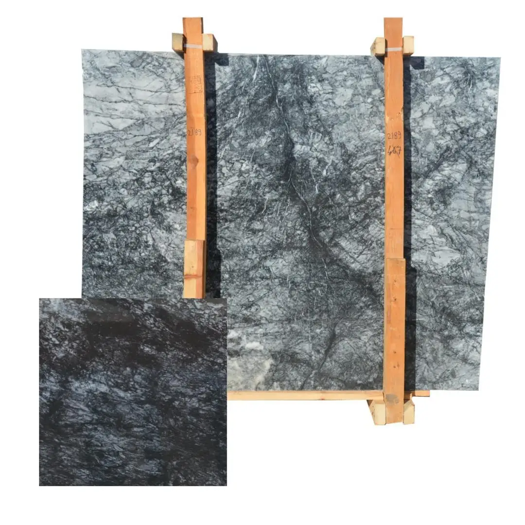 Hot Sale and Best Price ! Black  Color %100 Natural Stone Black Olive Marble 20mm Polished Slabs Ready To Ship !