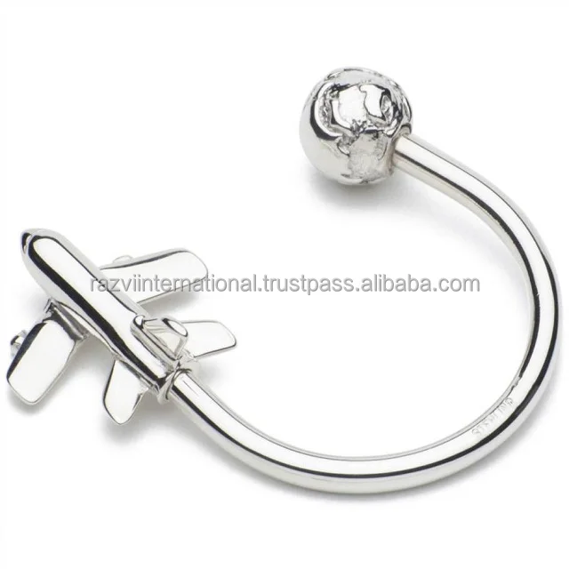 Handmade metal aluminium airplane shape key ring
