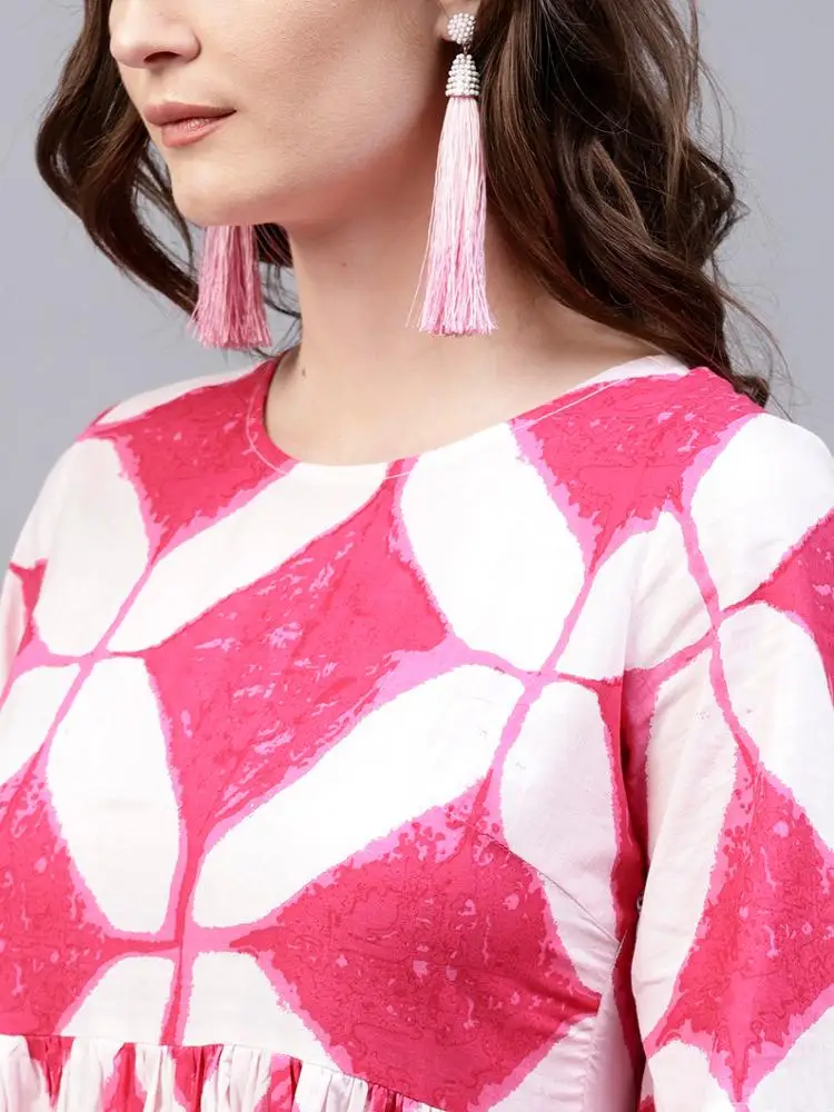 Wholesale New Arrival Lady Turn-down Collar Floral Printed Clothing Women Pleated Dresses