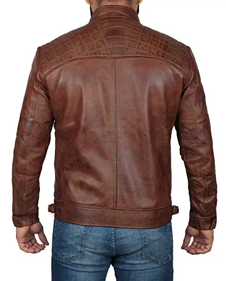 Genuine leather slim fit short zip jackets for men and women