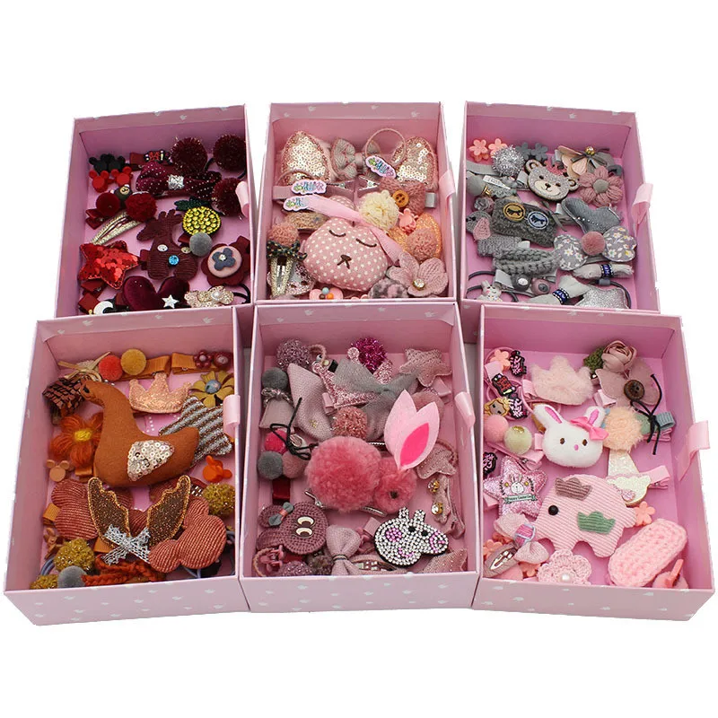 Factory Directly Sale 24 Pieces/Box Baby Headwear Bow Clip Children Hairpin girls Hair Accessories  Gift Set