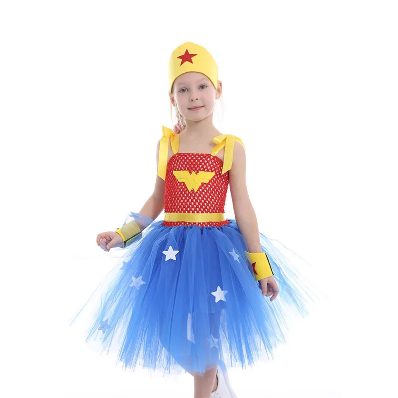 Solos Cosplay Toddler Wonder Baby Dress Costume Princess Puff Tutu Girls Costume Halloween Christmas