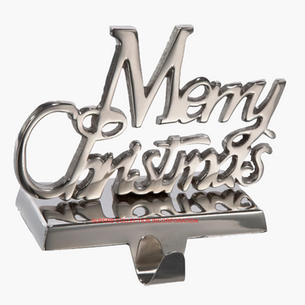 Luxury and Modern Design Aluminium Merry Christmas Stocking Holder Made In India