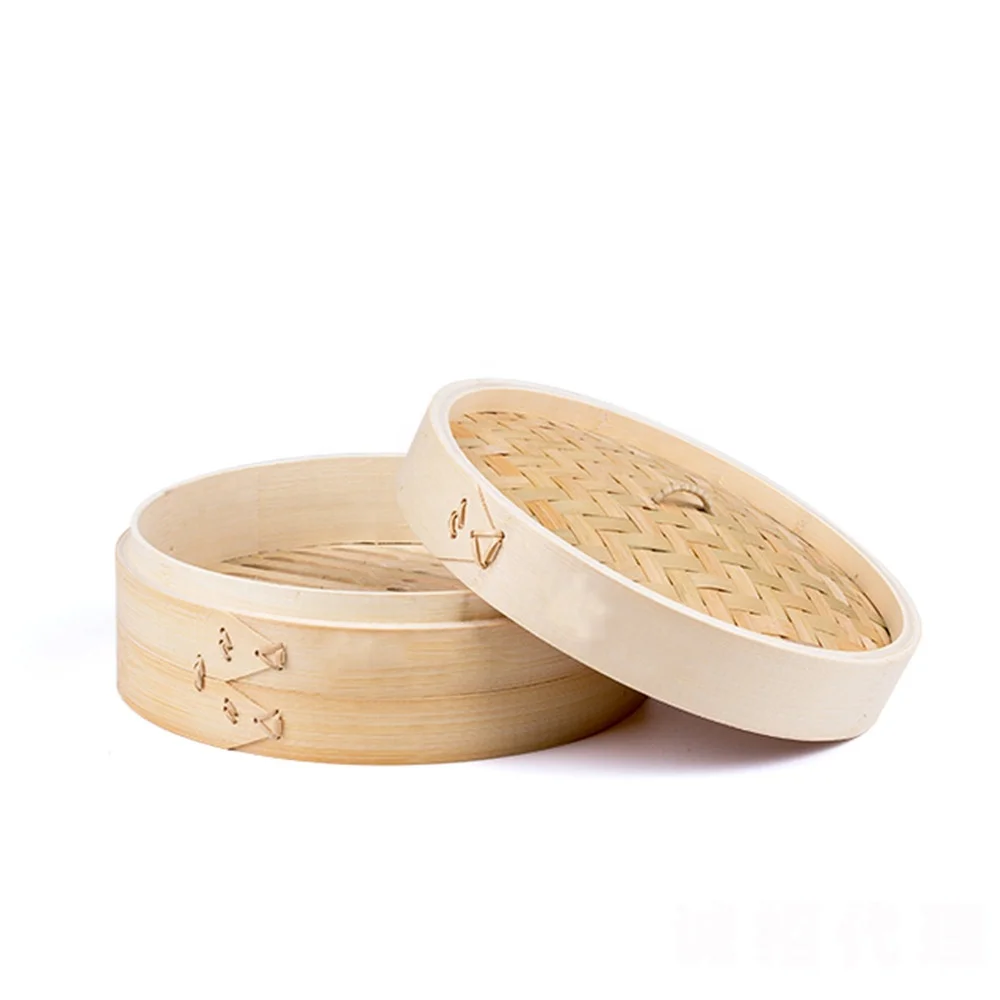 2 Tier Natural Asian Bamboo Dumpling Steamer Bamboo Steamer For Bao Bun, Dim Sum, And Rice