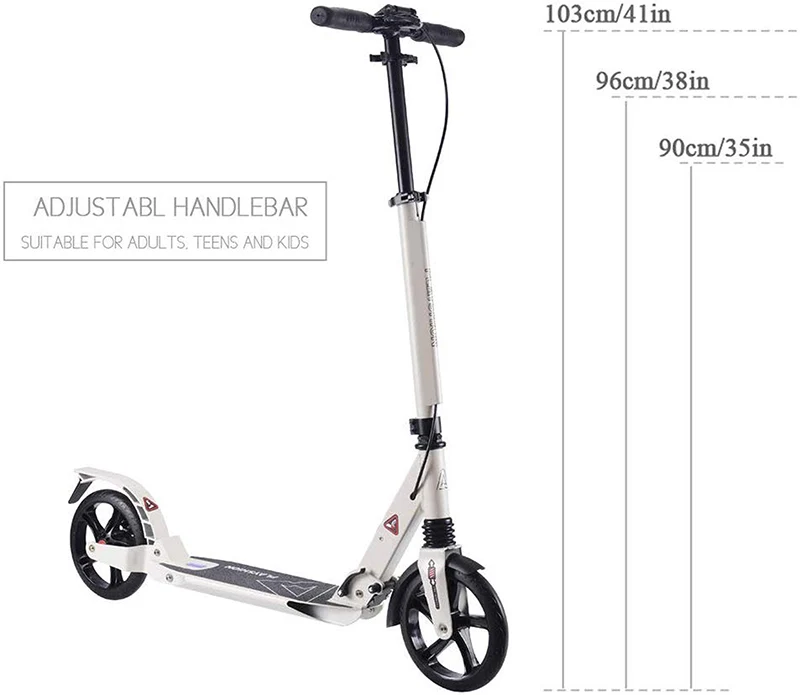 200mm Adult Kick Scooter for Adult Big wheels kick Scooters with Hand Brake and Dual Suspension