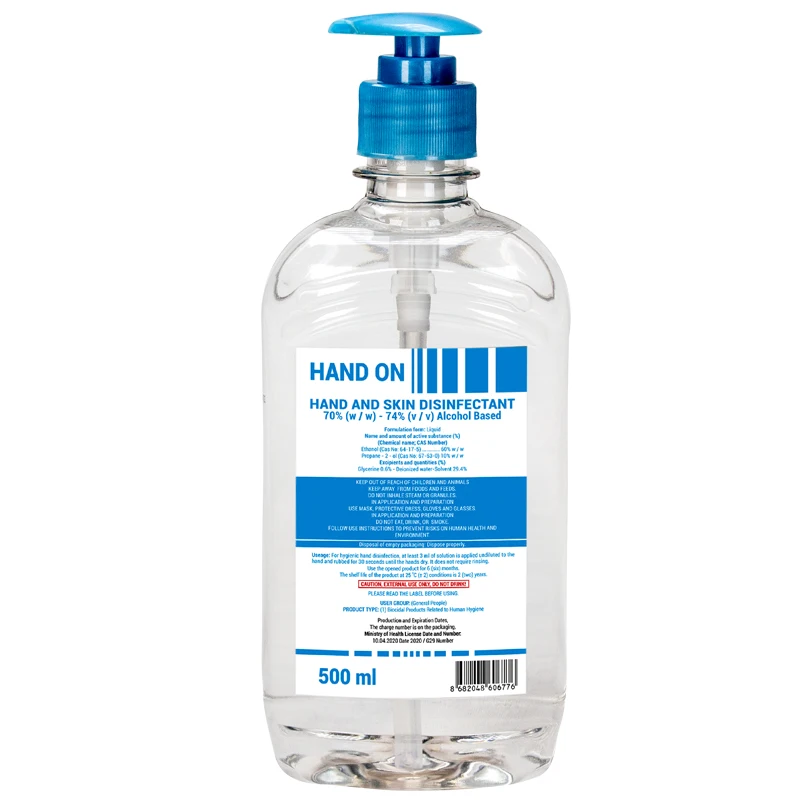 Disinfektant Alcohol Based 500 ML Hand Cleaner Lotion Gel Liquid Form Pumped Hand On %70-%74 Equinox