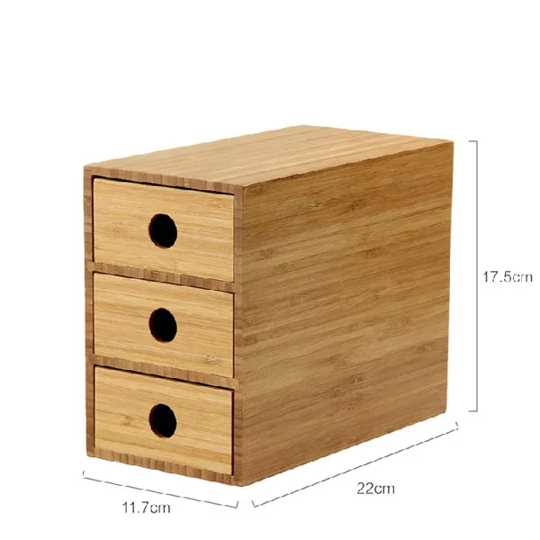 3-Drawer  Organizer Bamboo Chest