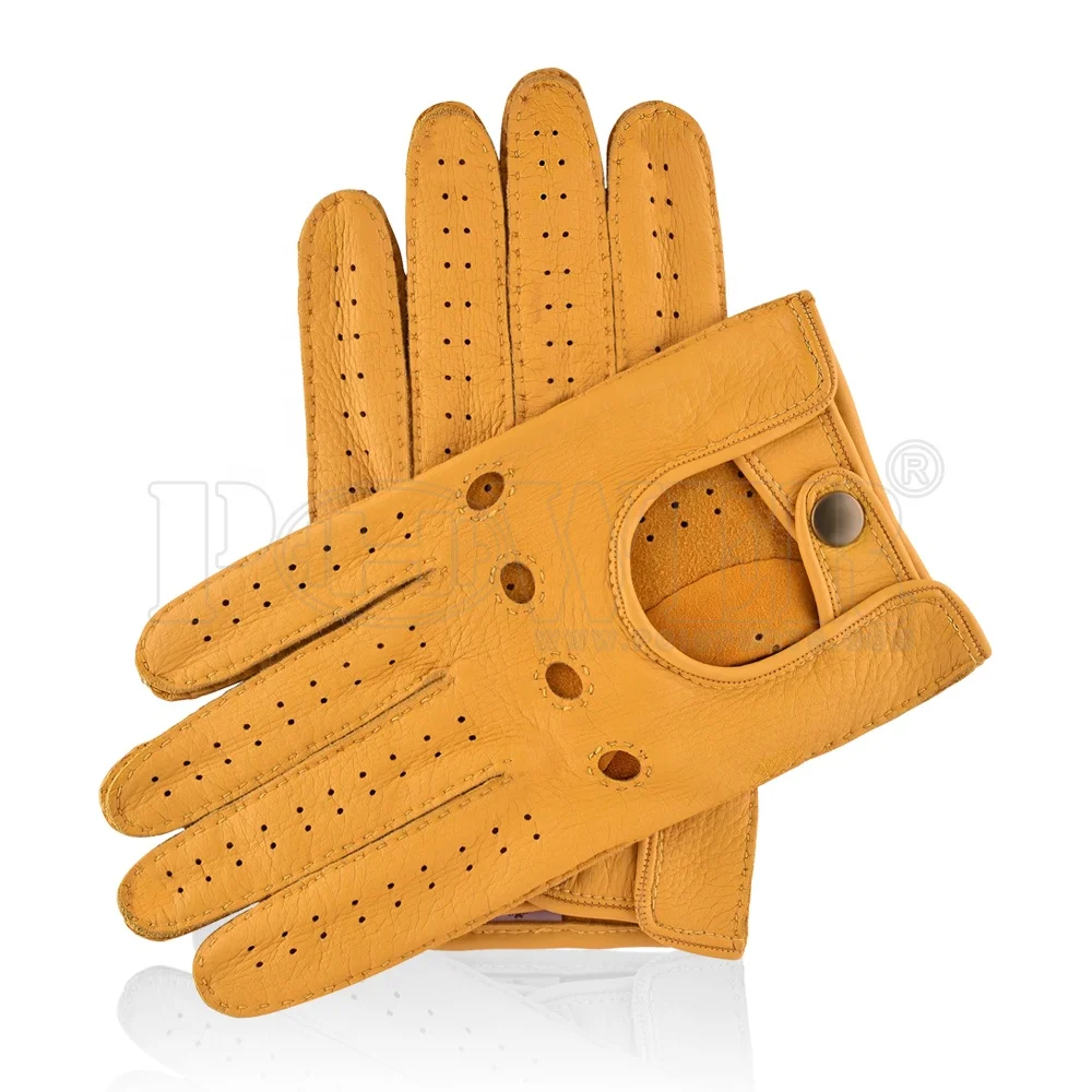 2020 Fancy Fashion Driver Driving Back Ventilation Hole Wholesale Deerskin Leather Driving Gloves