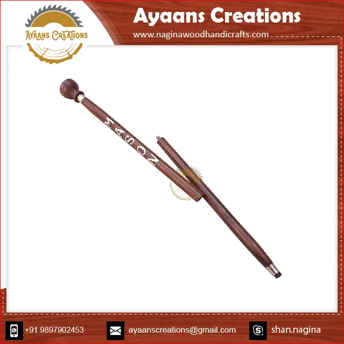 Luxury handcrafted Wooden Made Decorative Walking Sticks Silver Accented Joint Masonic Walking Stick by AYAANS CREATIONS