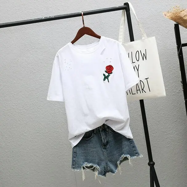 Short Sleeve Crew Neck Womans  Blank White Plain T Shirt Sales