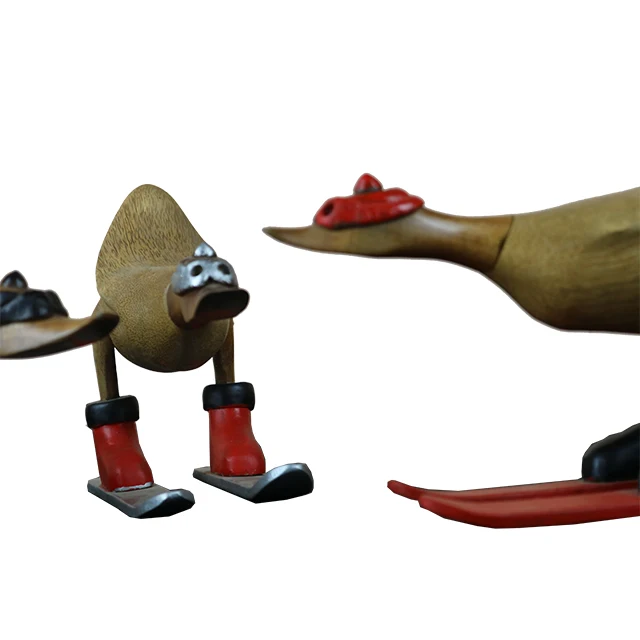  Горнолыжная утка из твердого тикового дерева для украшения дома и улицы