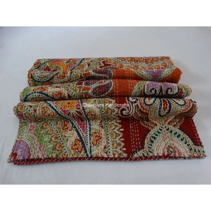 Красивое Хлопковое одеяло ручной работы Kantha домашнее декоративное покрывало оптовая продажа индийское ручное с принтом Gudari